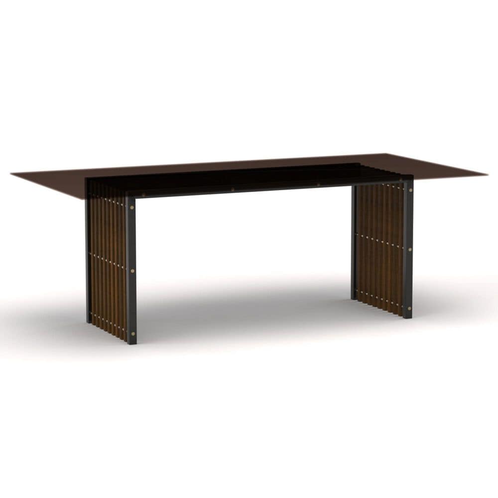 Caracole Pinstripe Dark Dining Table in Dark Chocolate, Rich Walnut and Smoked Bronze - Table Only, , large