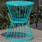 Hearth and Haven Outdoor Metal Hourglass Side Table with Open Cage Design in Teal, , large