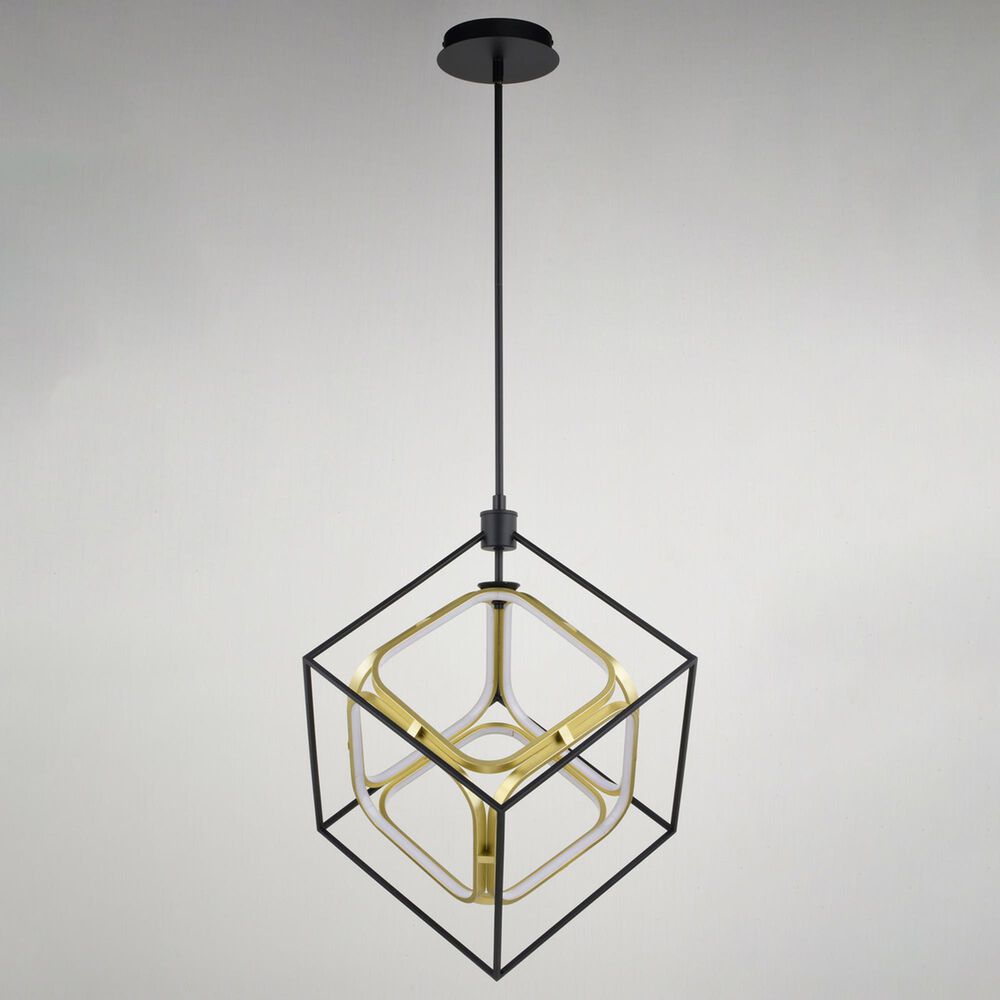 Vaxcel International Co. Ltd. Anson 1-Light Pendant in Matte Black and Gold, , large