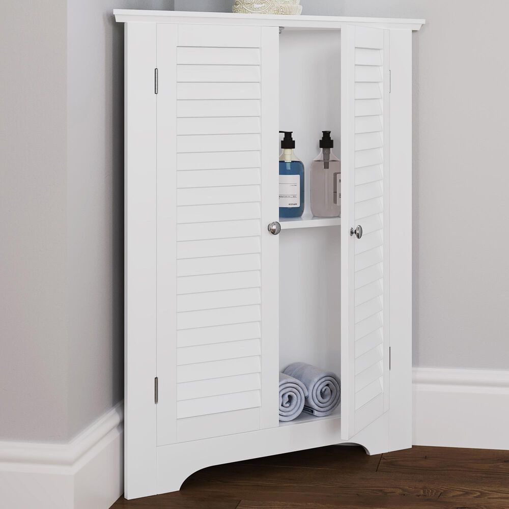 Ellsworth 3-Shelf Corner Cabinet in White, , large