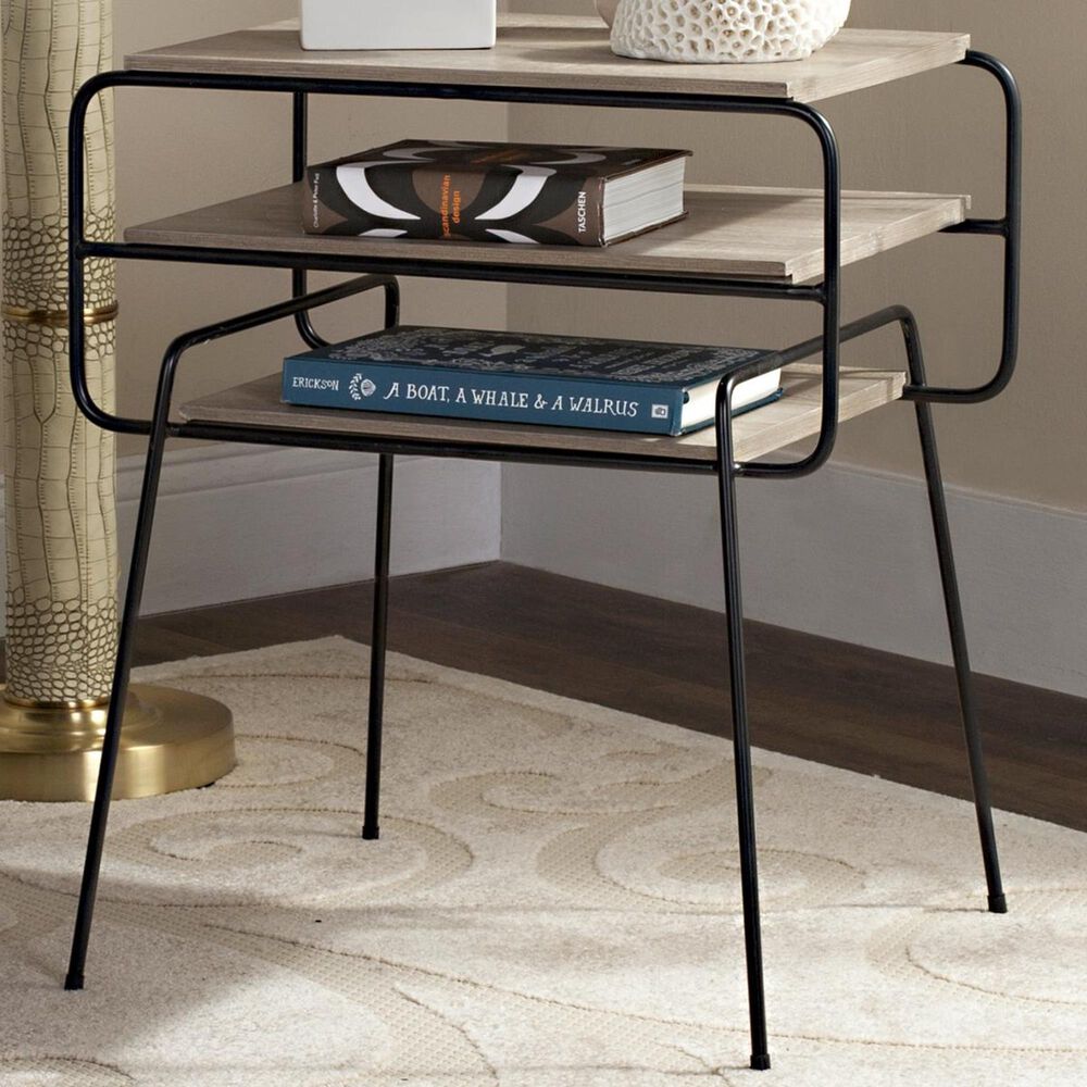 Safavieh Marcel 3-Tier End Table in Light Oak and Black, , large