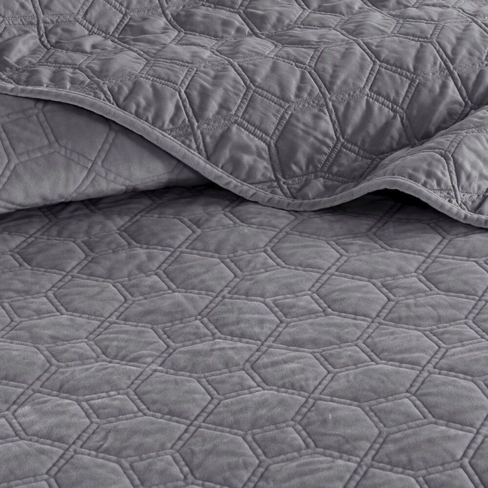 Goldstar Bedding Harper Velvet 3-Piece Queen Coverlet Set in Grey, , large