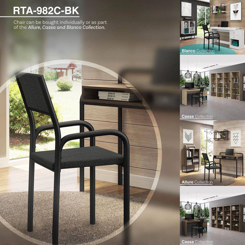 Rta Products Llc Office Visiting Chair with Metal Frame in Grayish Black, , large