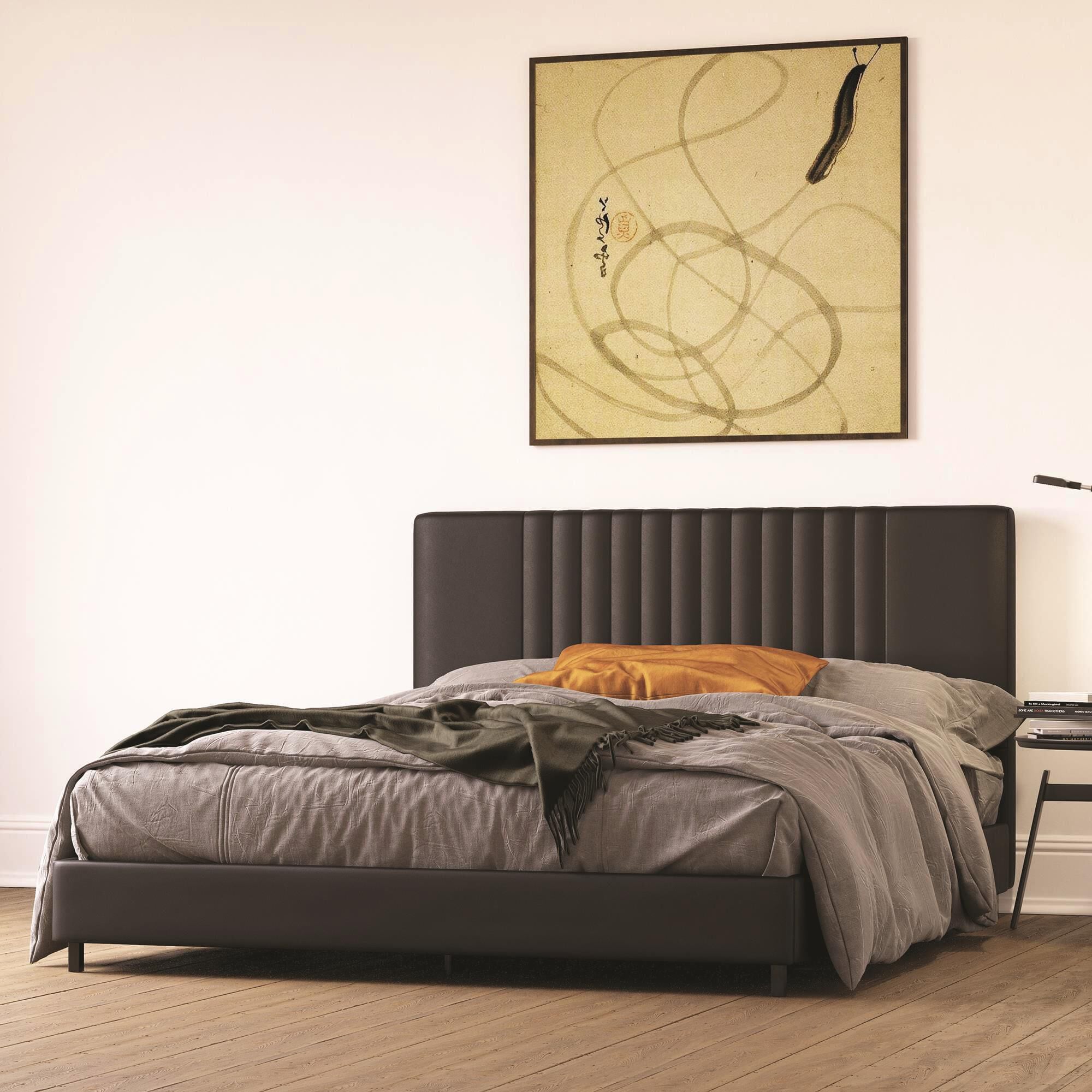 DHP Full Upholstered Bed in Black Faux Leather