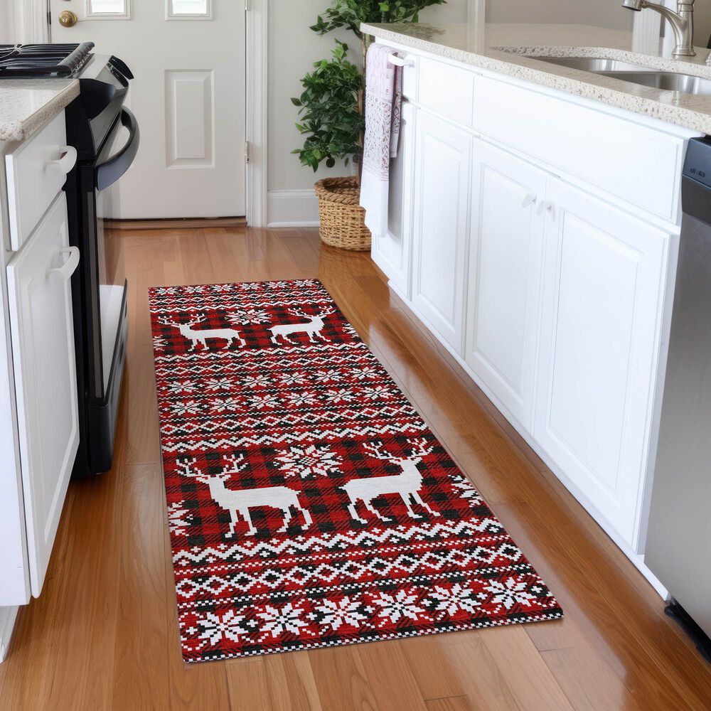 Dalyn Rug Company Wonderland WN28 2&#39;3&quot; x 7&#39;6&quot; Red Indoor/Outdoor Runner, , large