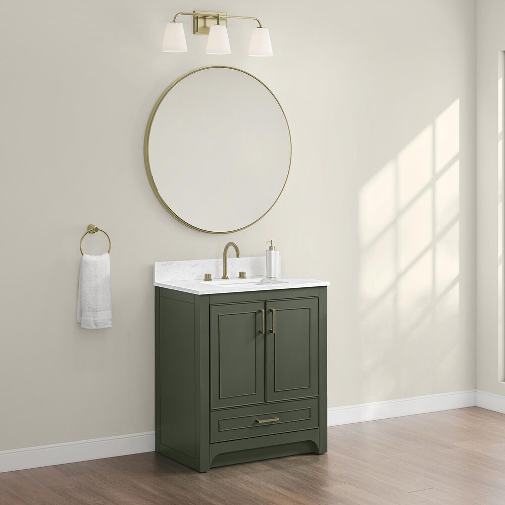37B Lucerne 30" Single Bathroom Vanity in Deep Olive Green with Marble Top and Backsplash, , large