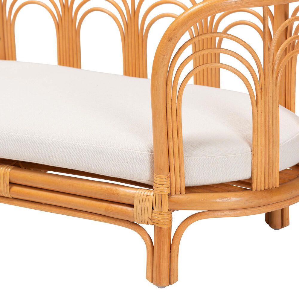 Baxton Studio Nariko Rattan Pet Bed with Removable Cushion in Light Honey, , large