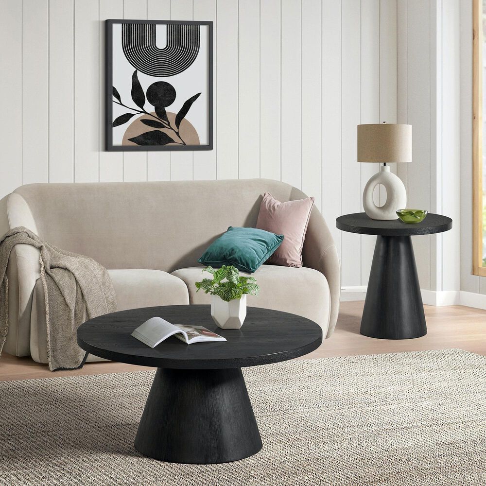 Mayberry Hill Portland Round Coffee Table in Black, , large