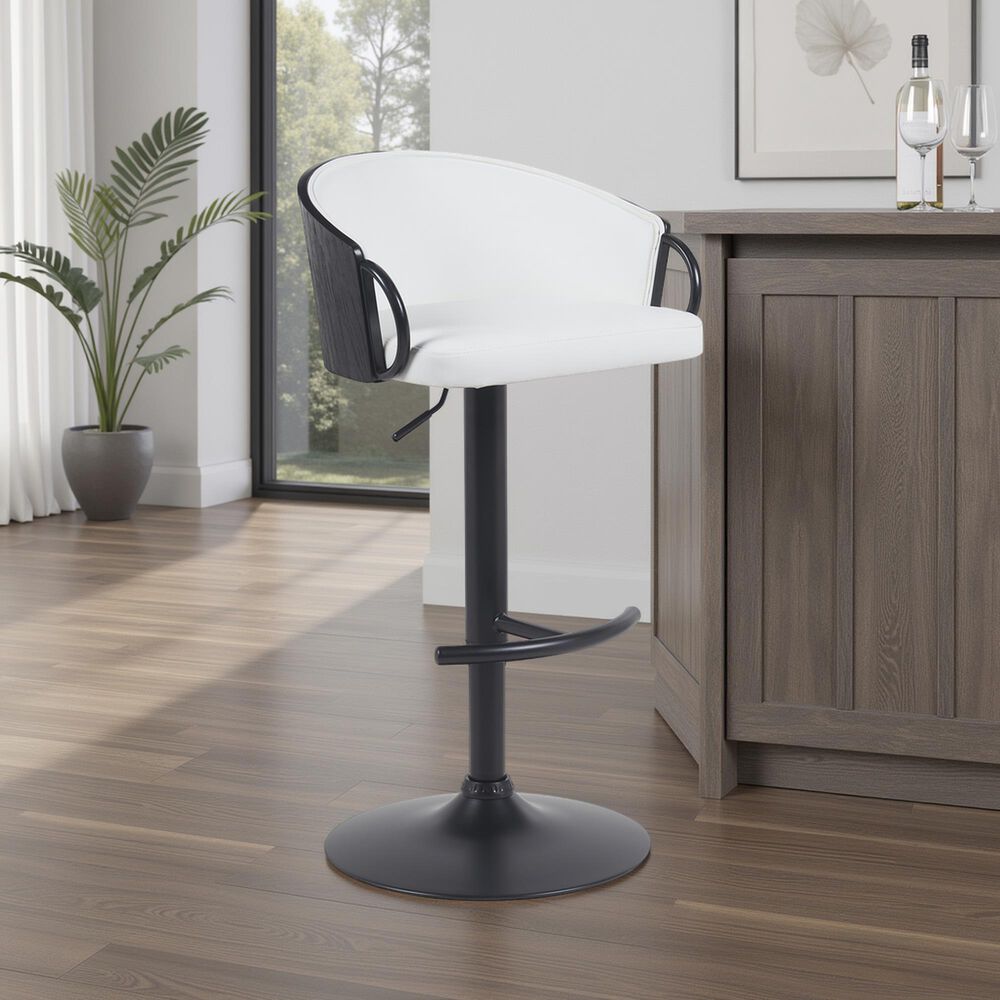 Armen Living Montego Adjustable Swivel Bar Height Stool in Black, , large