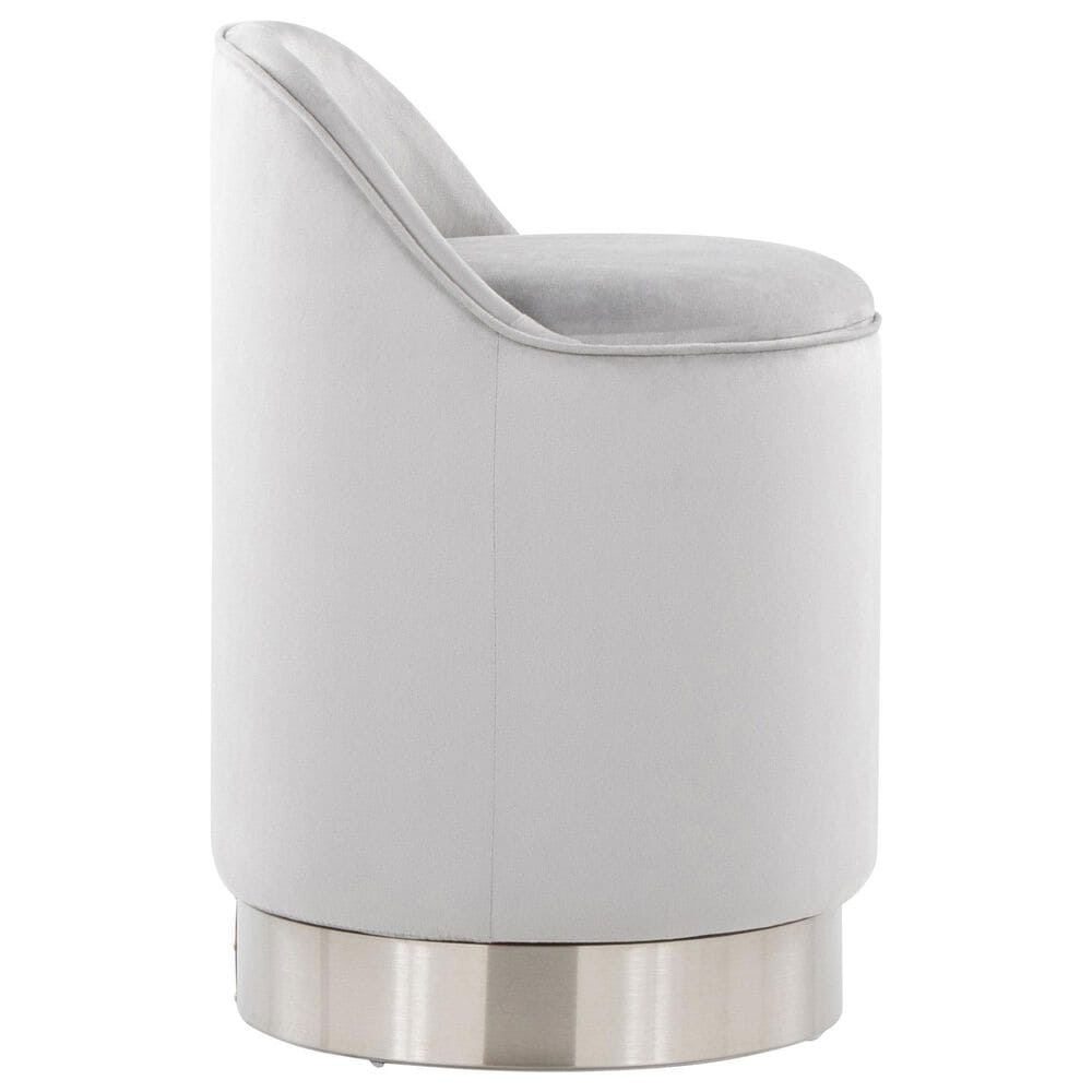 Lumisource Marla Vanity Stool with Silver Upholstered in Chrome, , large