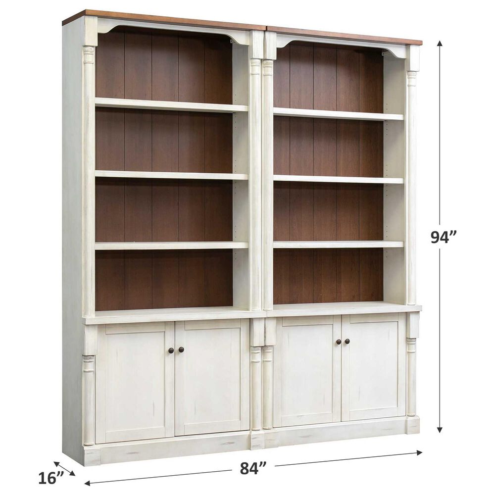 Wycliff Bay Durham 4-Shelf Adjustable Bookcase in Weathered White and Cherry &#40;Set of 2&#41;, , large