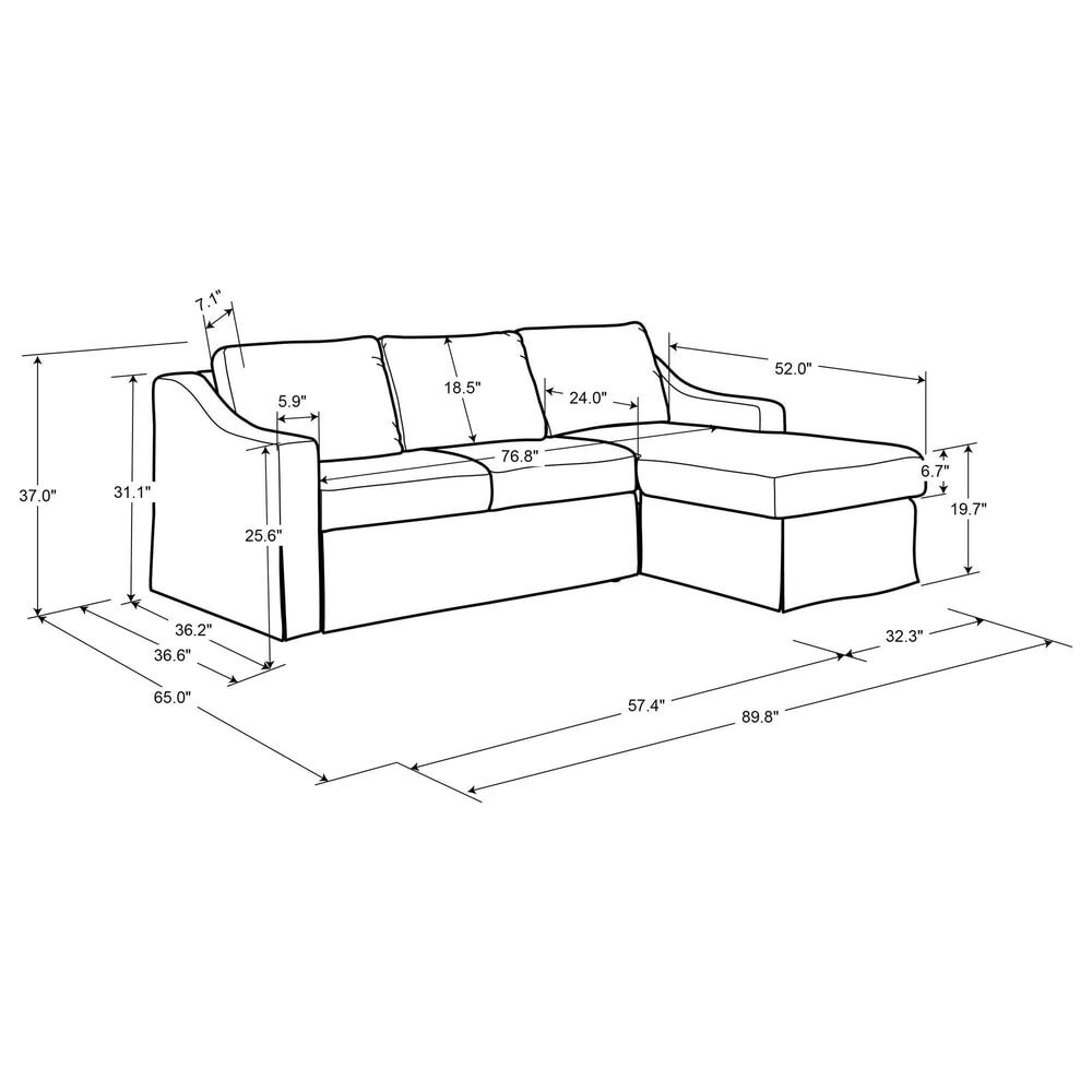 Lifestyle Solutions Haddington Stationary Convertible Sofa with Chaise in Linen, , large