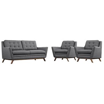 Modway Beguile 3-Piece Fabric Living Room Set in Gray, , large