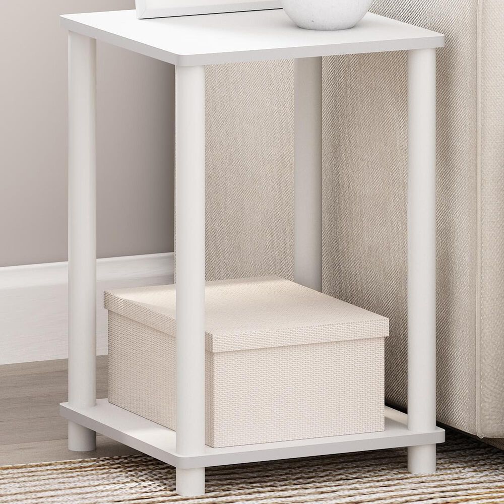 HOMLUX 2-Tier Turn-N-Tube End Table in White, , large