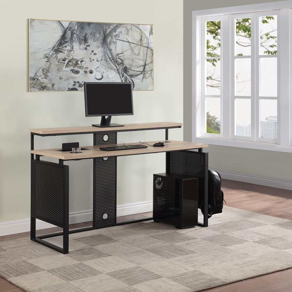 OSP Home Ace 60&quot; Desk with Hutch in River Oak, , large