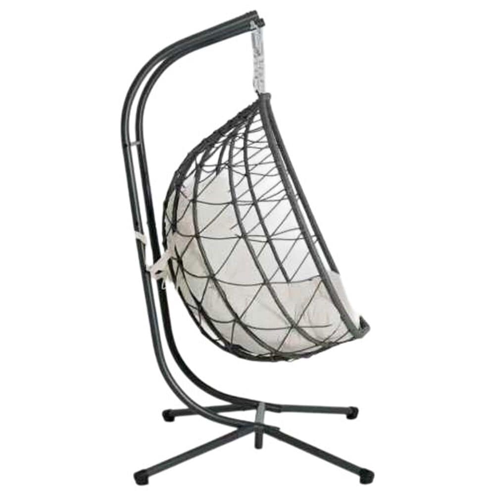 Hearth and Haven Outdoor Hanging Egg Chair with Stand in Beige, , large
