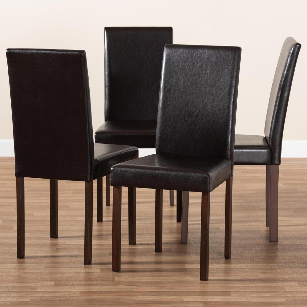 Baxton Studio Andrew Side Chair in Dark Brown (Set of 4), , large
