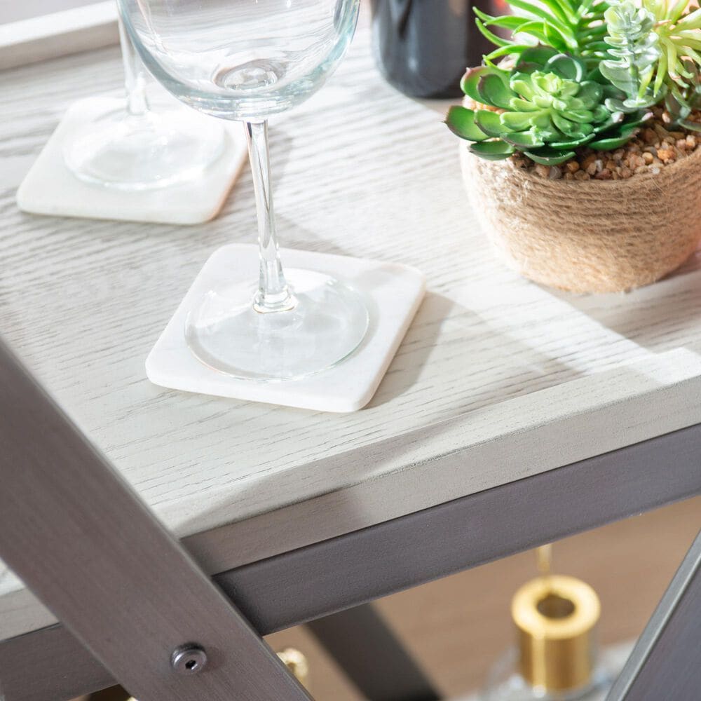 Linon Home Decor Ember Bar Cart in Pebble Gray and Pewter, , large