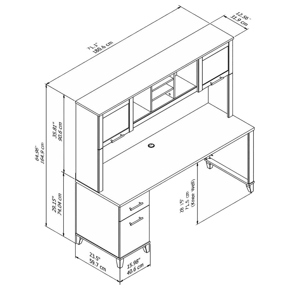 Bush Somerset 72" Office Desk with Hutch in Sand Oak Nebraska