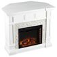 Southern Enterprises Engo Electric Convertible Corner Fireplace in Fresh White/Rustic White Faux Stone, , large