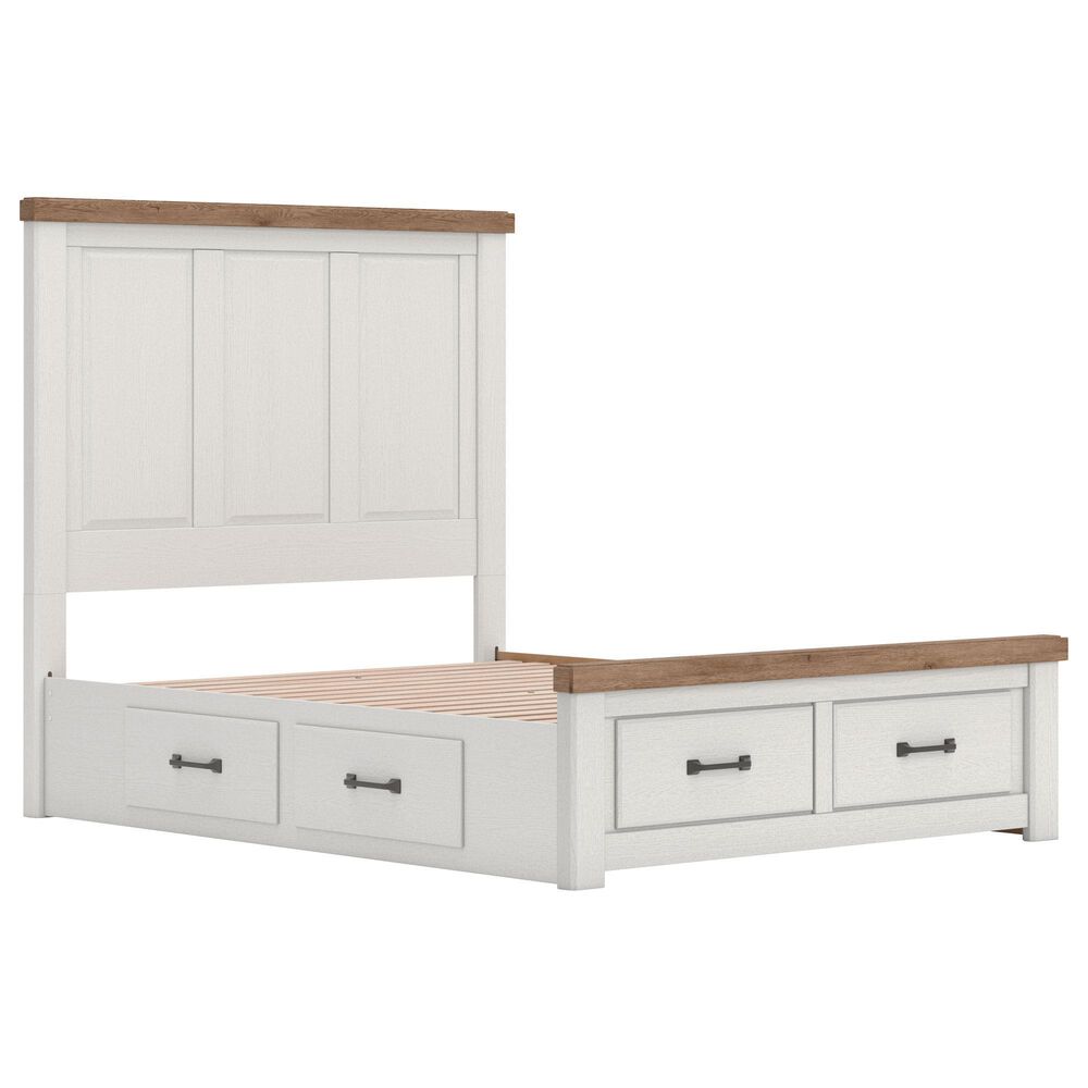 Ashley Savonport Queen Storage Panel Bed in White and Brown, , large