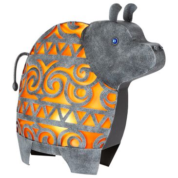 The Gerson Company 19.29" Solar Hippo in Burnished Silver and Orange, , large