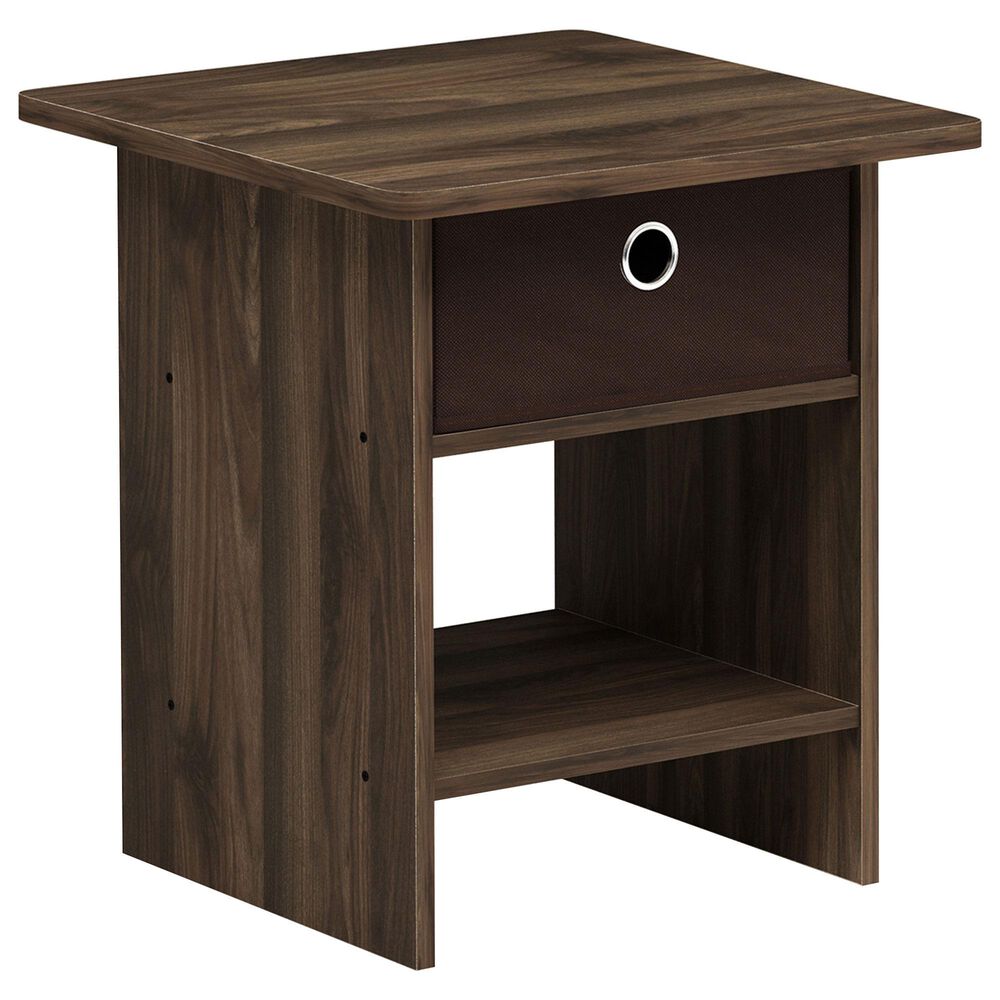 HOMLUX 1-Drawer Modern Nightstand with Open Shelf in Columbia Walnut, , large