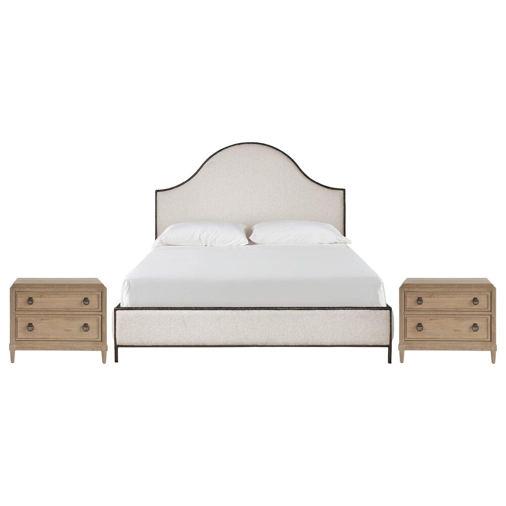 Universal Furniture Griffith Park Queen Upholstered Bed with Two Nightstands in Sienna, , large