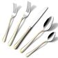 Gifts Plus 20-Piece Atrani Flatware Set with Gold Trimmed in Stainless Steel, , large