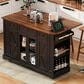 HOMLUX 53" Farmhouse Kitchen Island with Two Tempered Glass Cabinet Doors in Black, , large