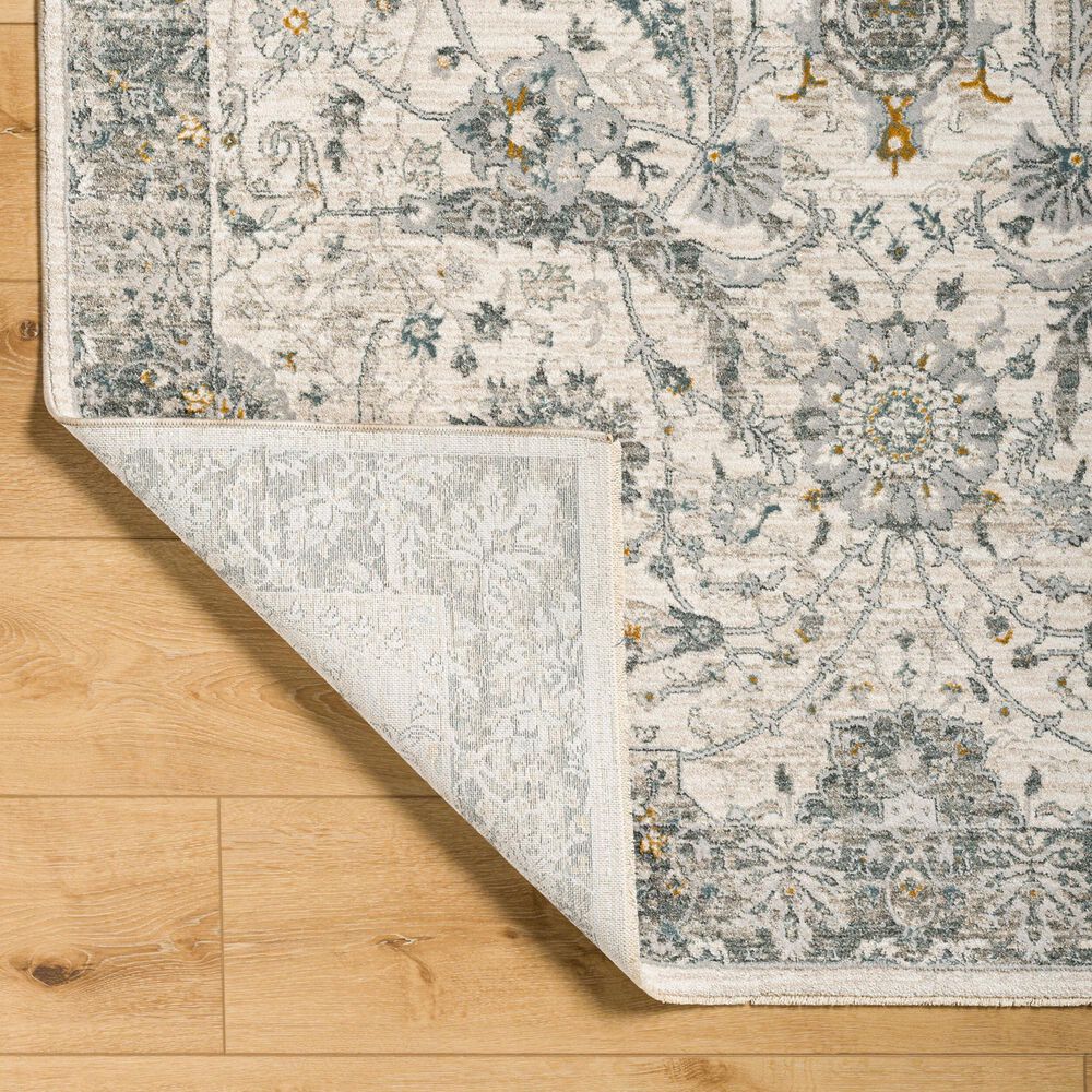 Surya Dresden White, Medium Gray, Gray, Light Slate, Denim and Mustard 2'7" x 3'11" Area Rug, , large
