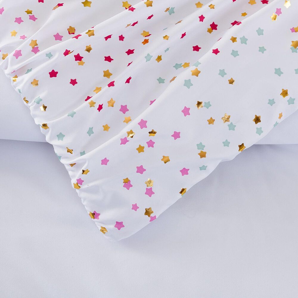 Peking Handicraft Iridescent Stars 2-Piece Twin/Twin XL Comforter Set in White, Pink, Aqua and Golden, , large