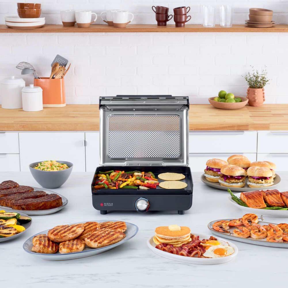 Ninja Sizzle 14&quot; Smokeless Indoor Grill and Griddle in Grey and Stainless Steel, , large