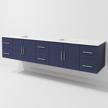 Lexora Home Geneva 84" Double Bathroom Vanity in Navy Blue with 2 cm White Cultured Marble Top and Rectangular Sinks, , large