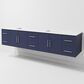 Lexora Home Geneva 84" Double Bathroom Vanity in Navy Blue with 2 cm White Cultured Marble Top and Rectangular Sinks, , large