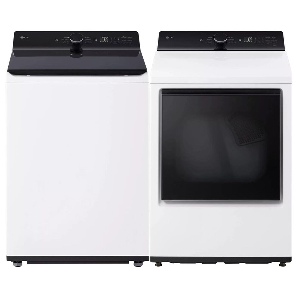 LG 5.3 Cu. Ft. Top Load Washer and 7.3 Cu. Ft. Gas Dryer with AI Sensing in Alpine White, , large