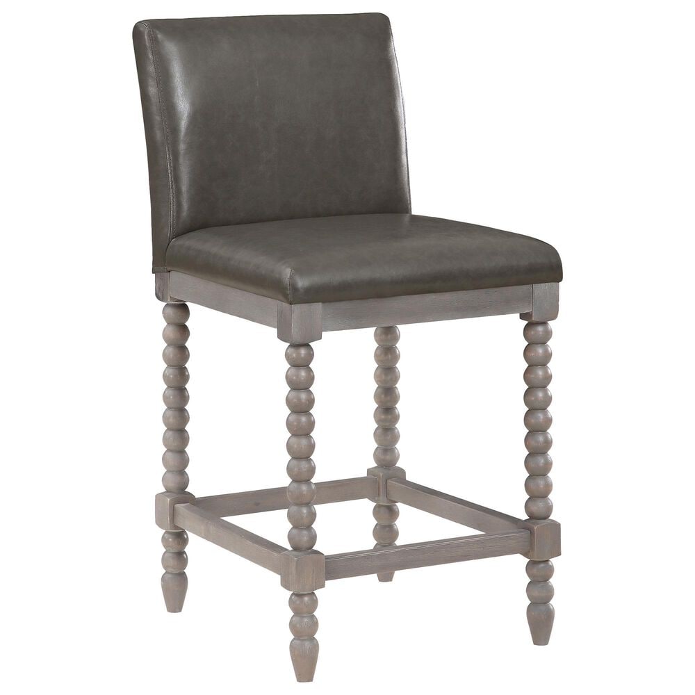 OSP Home Abbott 26" Counter Stool with Pewter Cushion in Brushed Grey, , large