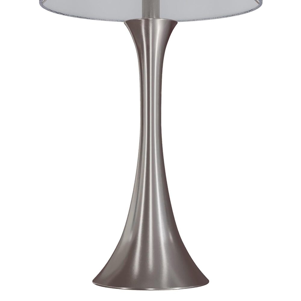 LumiSource Lenuxe 24" Metal Table Lamp with Grey Sparkly Linen Shade in Brushed Nickel (Set of 2), , large