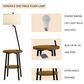Timberlake Mid-Century Modern Floor Lamp with Side Table and USB Charging Ports in Brown, Black and Off-White, , large