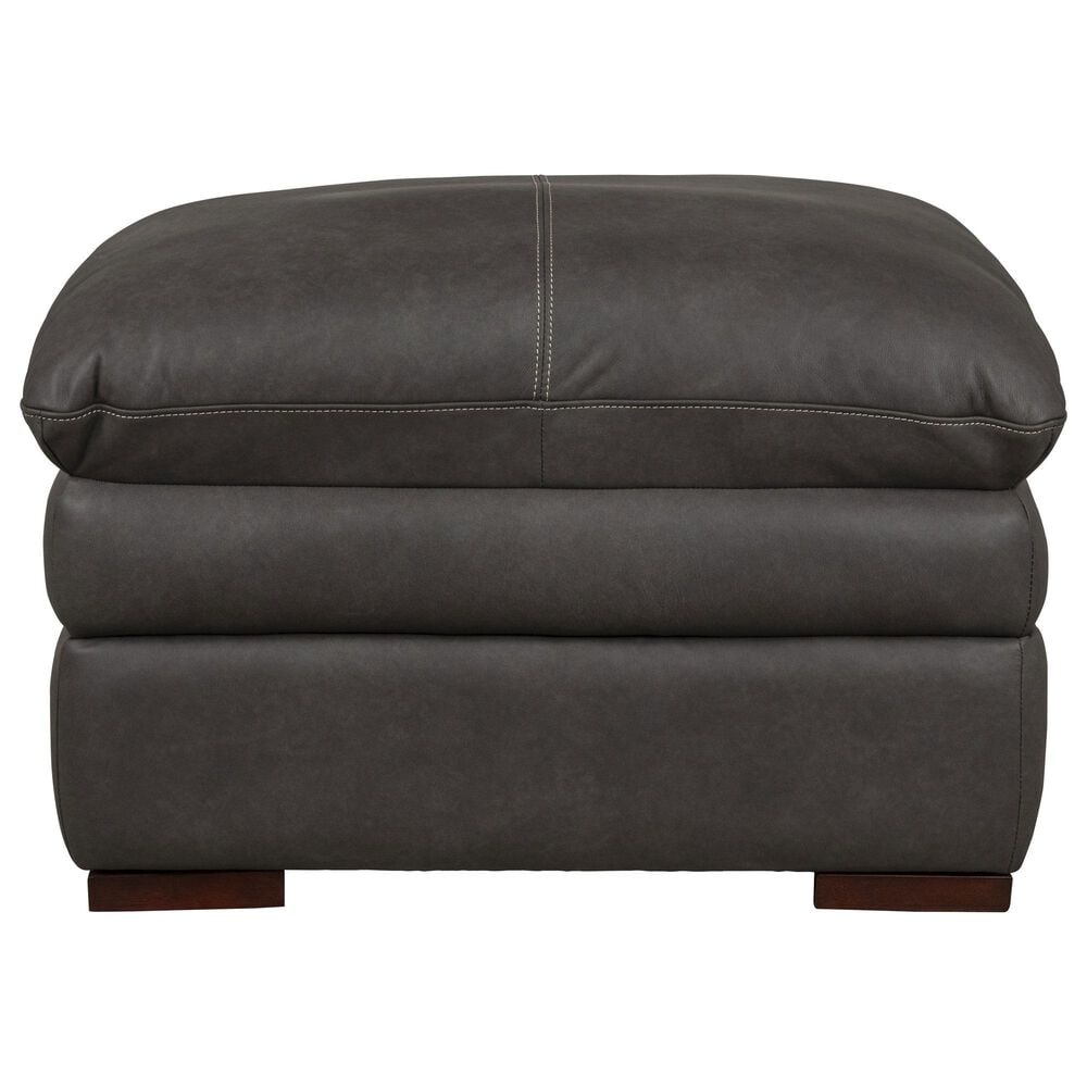 Superb Leather Leather Ottoman in Oslo Dark Grey, , large