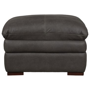 Superb Leather Leather Ottoman in Oslo Dark Grey, , large