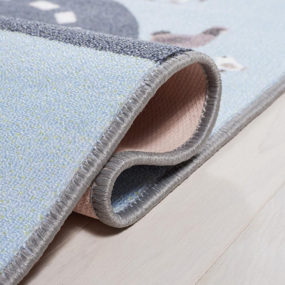 Safavieh Kids Playhouse KPH235M 5&#39; Square Blue and Dark Grey Rug, , large