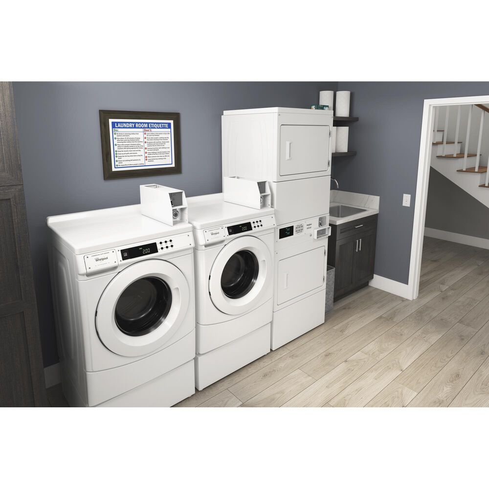Whirlpool 7.4 Cu. Ft. Commercial Electric Stack Dryers with Coin Box in White, , large
