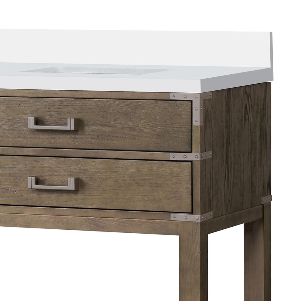 Lexora Home Norwalk 84&quot; Double Bathroom Vanity in Grey Oak with White Quartz Top and Rectangular Sinks, , large