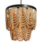 Creative Coop Laurel 2-Tier Draped Wood Bead Chandelier with Black and Natural Shade, , large
