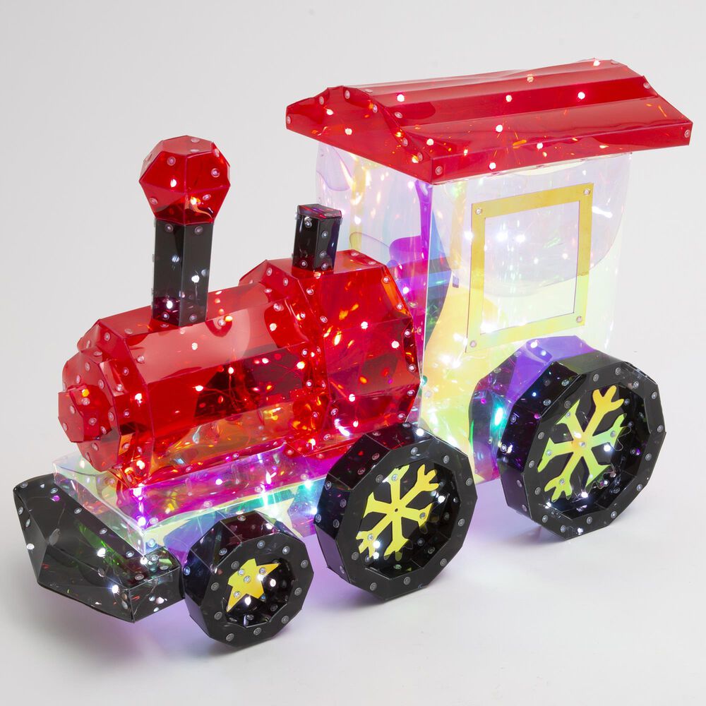The Gerson Company 23.6" USB Electric RGB Lighted Holographic Holiday Train with Remote Control, , large
