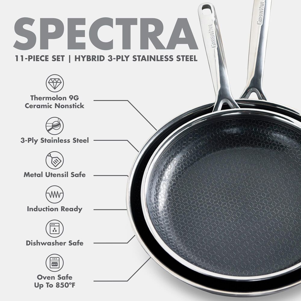 Green Pan Spectra 10-Piece Cookware Set in Stainless Steel, , large
