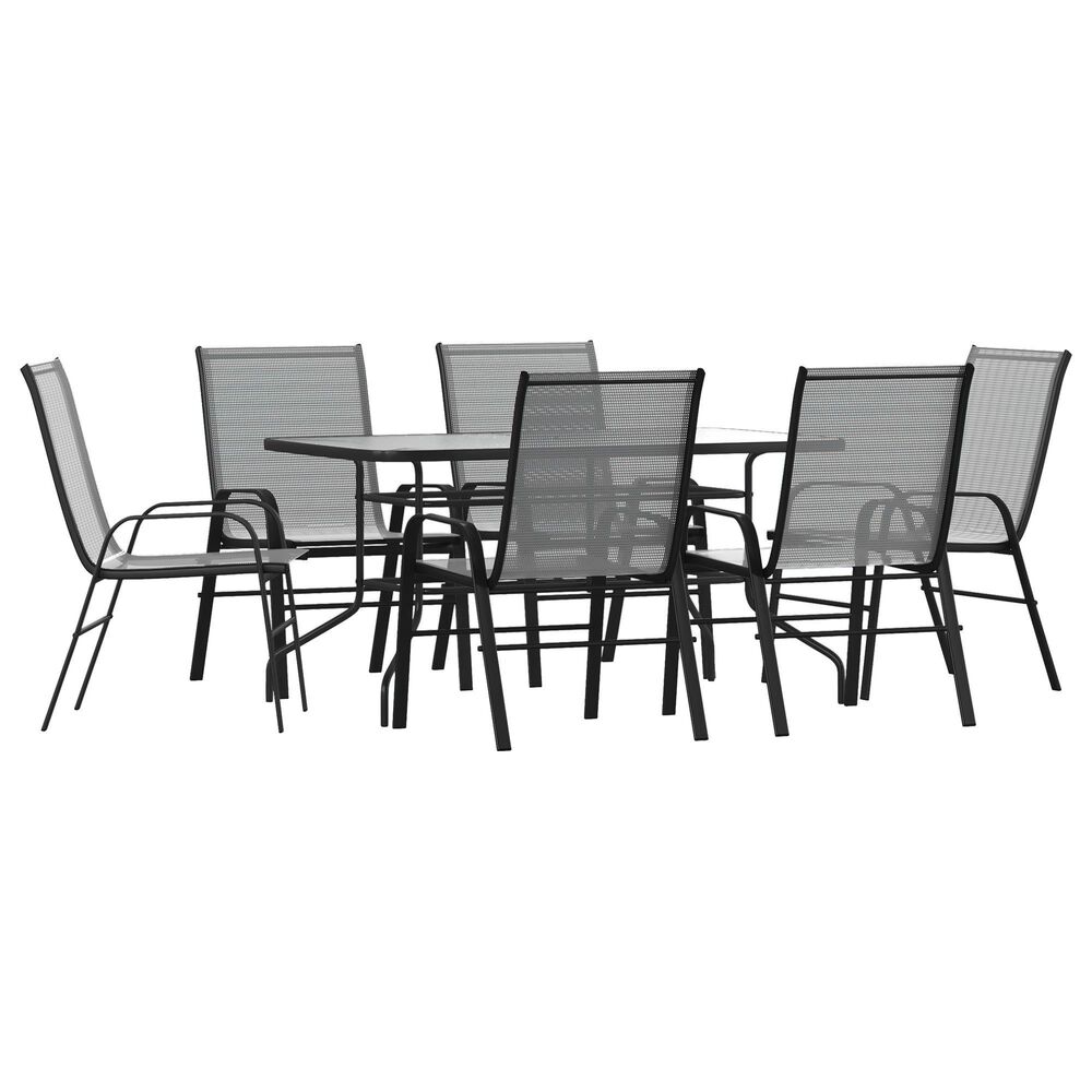 Flash Furniture Brazos 7-Piece Patio Dining Set in Black, , large