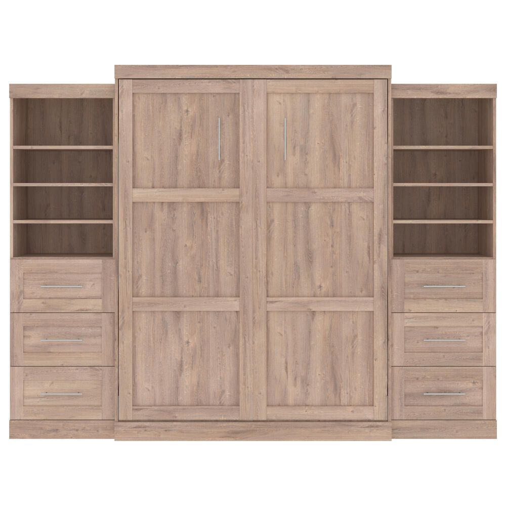 Bestar Pur Queen Murphy Storage Bed with 6-Drawer in Rustic Brown, , large