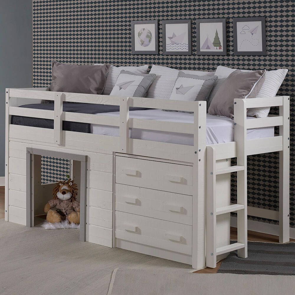 Forest Grove Sweet Dreams Low Loft Bed in Beautiful White and Grey, , large